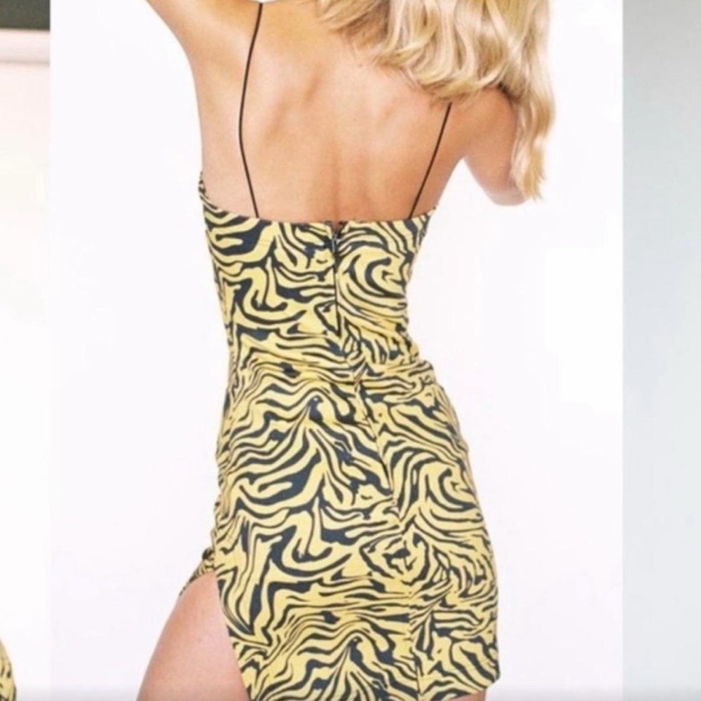 Miaou Zebra Print Mini Dress in Yellow and Black